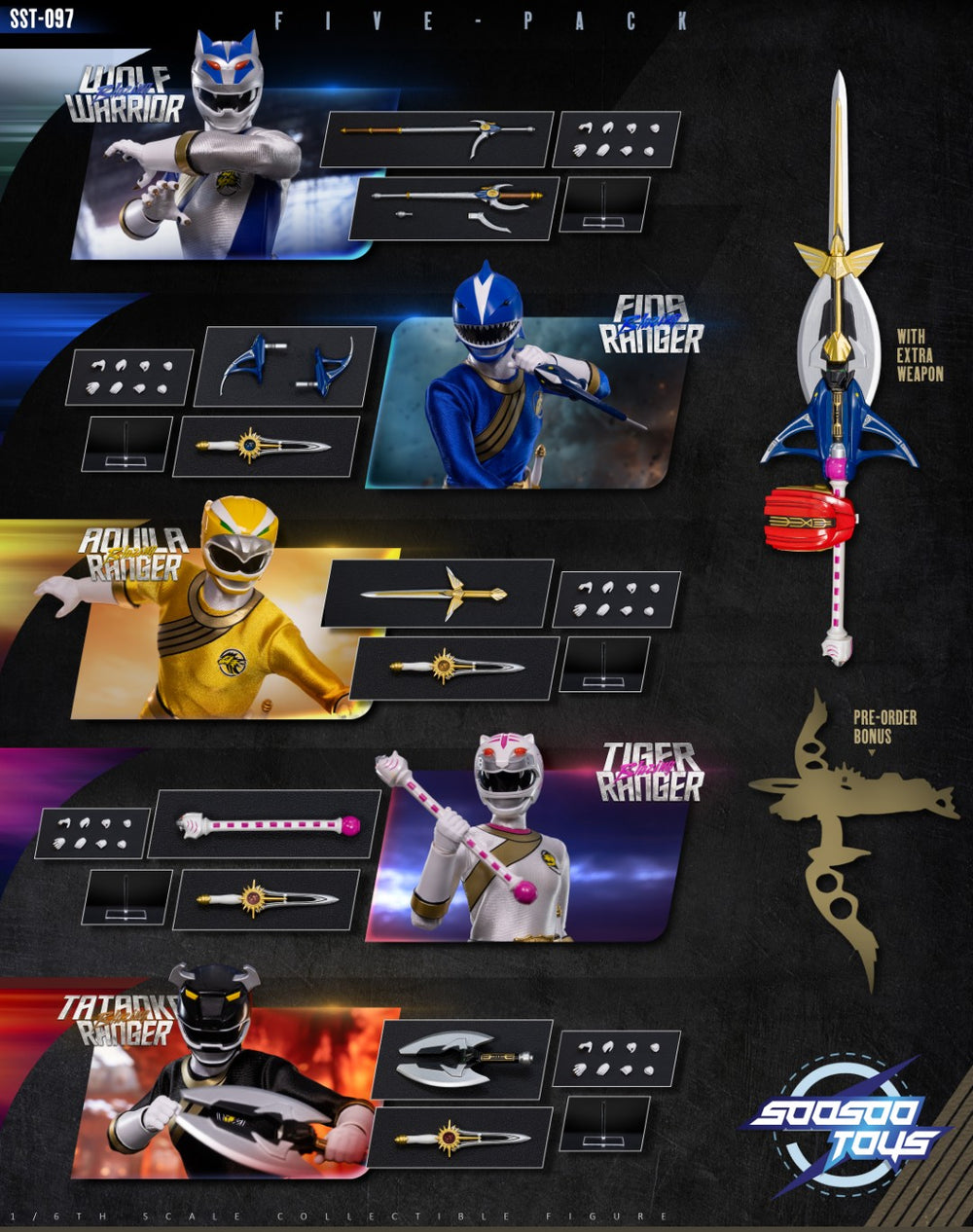 SST-097 Blazing Ranger Team 1/6 Scale Action Figure Set
