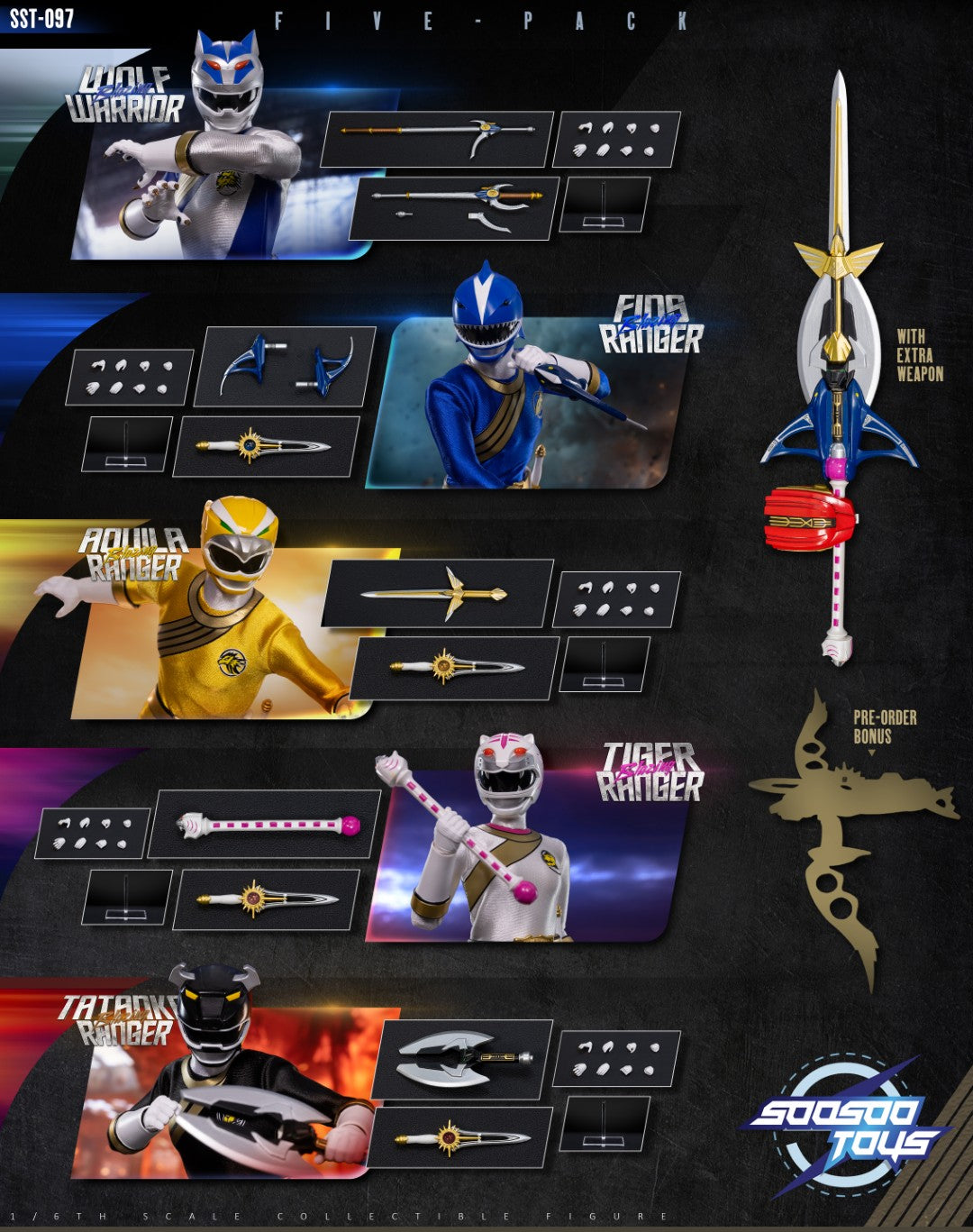[PREORDER] SST-097 Blazing Ranger Team 1/6 Scale Action Figure Set