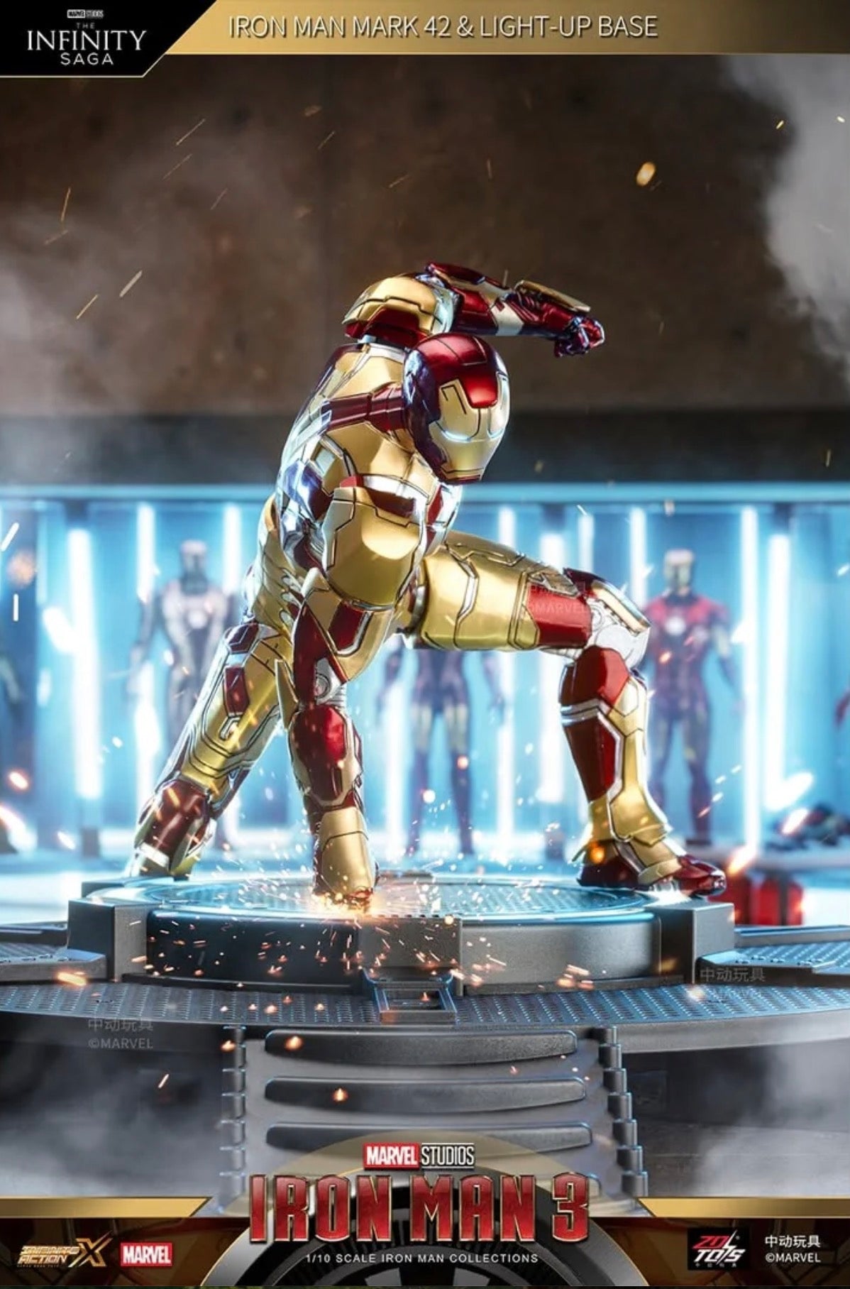 ZD Toys Iron Man Mark 42 1/10 Action Figure & Light Up Base Set
