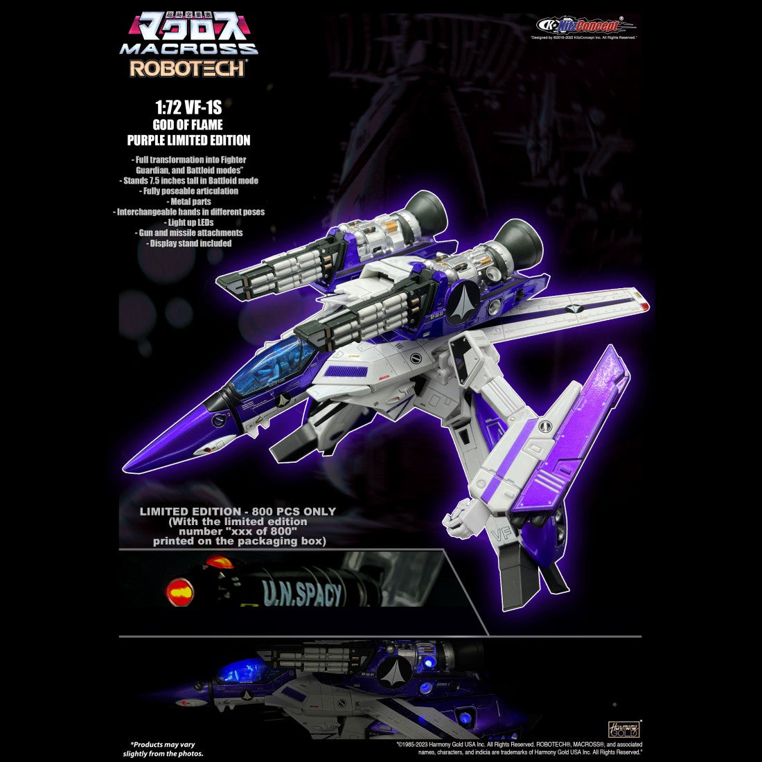 Macross 1/72 VF-1S God of Flame Purple Limited Edition w/ Fast Pack Armor - KitzConcept